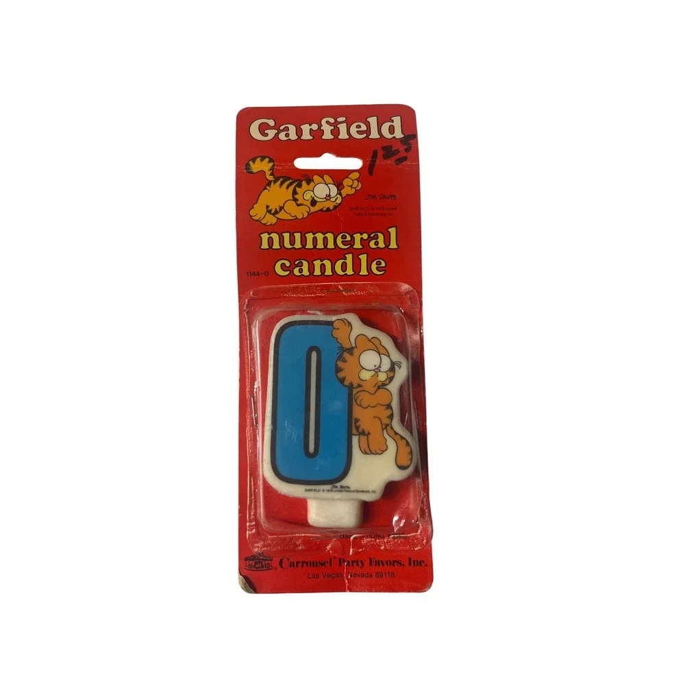 Vintage 1978 Garfield Number 0 Birthday Candle Carrousel Party Favors 1144-0 New